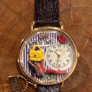 Handcrafted BORN TO SHOP Watch Brown Strap